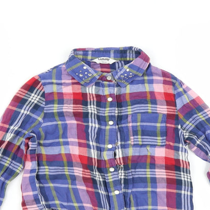 Tammy Girls Blue Plaid  Basic Casual Size 10 Years