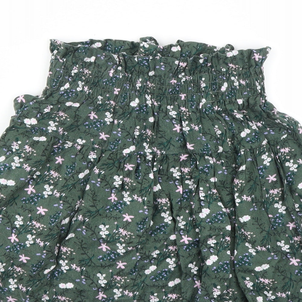 Dunnes Stores Girls Green Floral  A-Line Skirt Size 10 Years