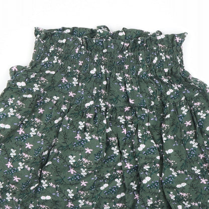 Dunnes Stores Girls Green Floral  A-Line Skirt Size 10 Years