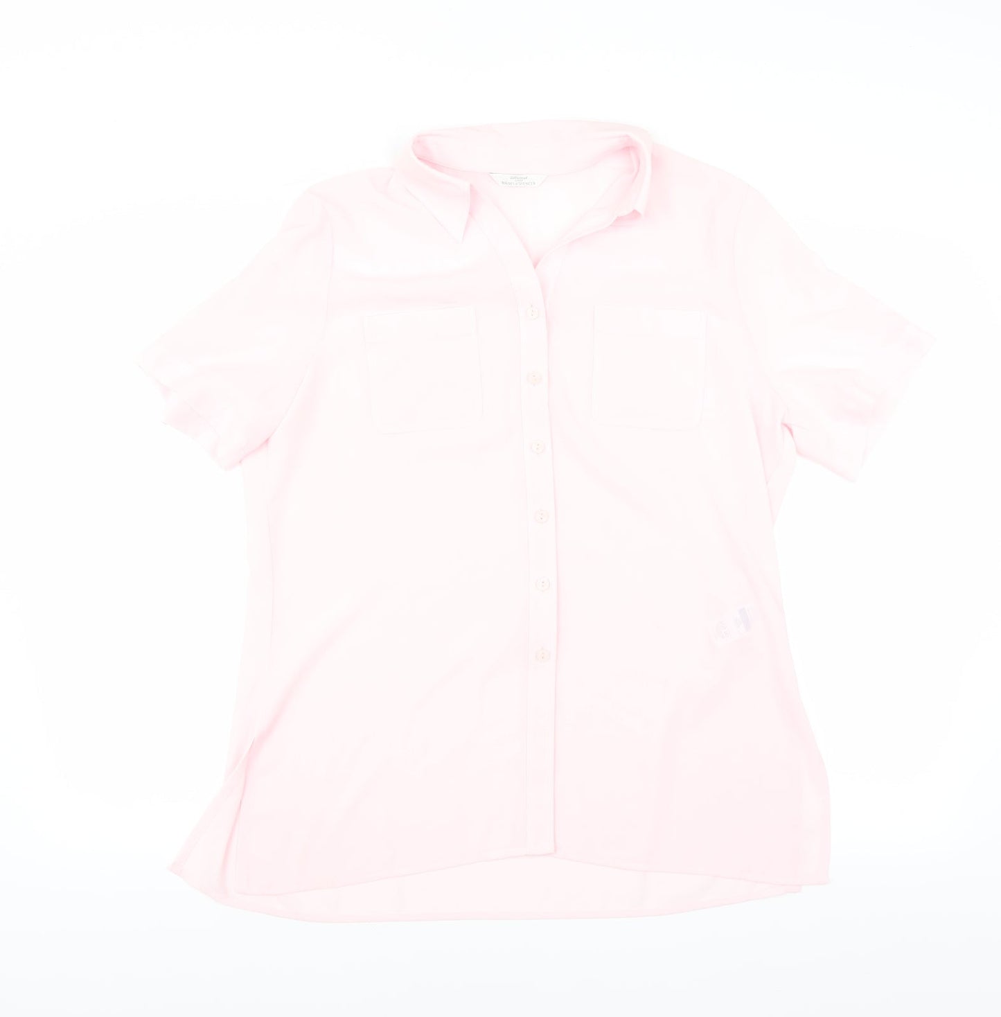 Womens UK Size 14 Marks and Spencer Pink Basic Button-Up
