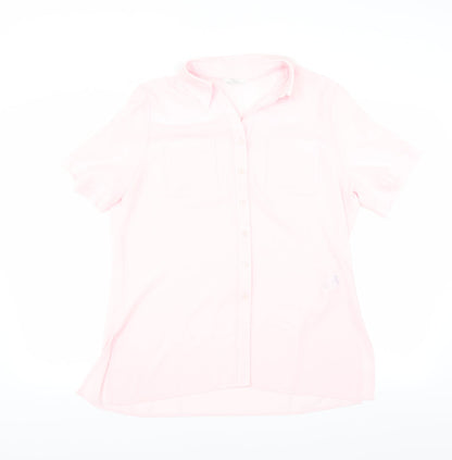 Womens UK Size 14 Marks and Spencer Pink Basic Button-Up