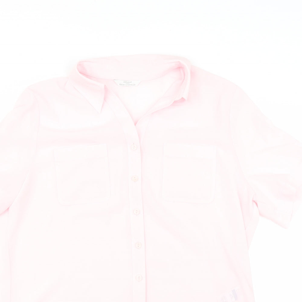 Womens UK Size 14 Marks and Spencer Pink Basic Button-Up