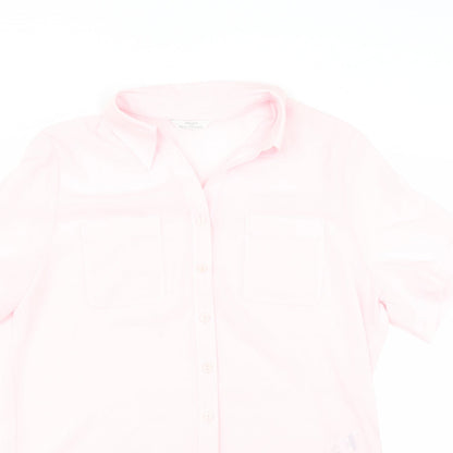 Womens UK Size 14 Marks and Spencer Pink Basic Button-Up