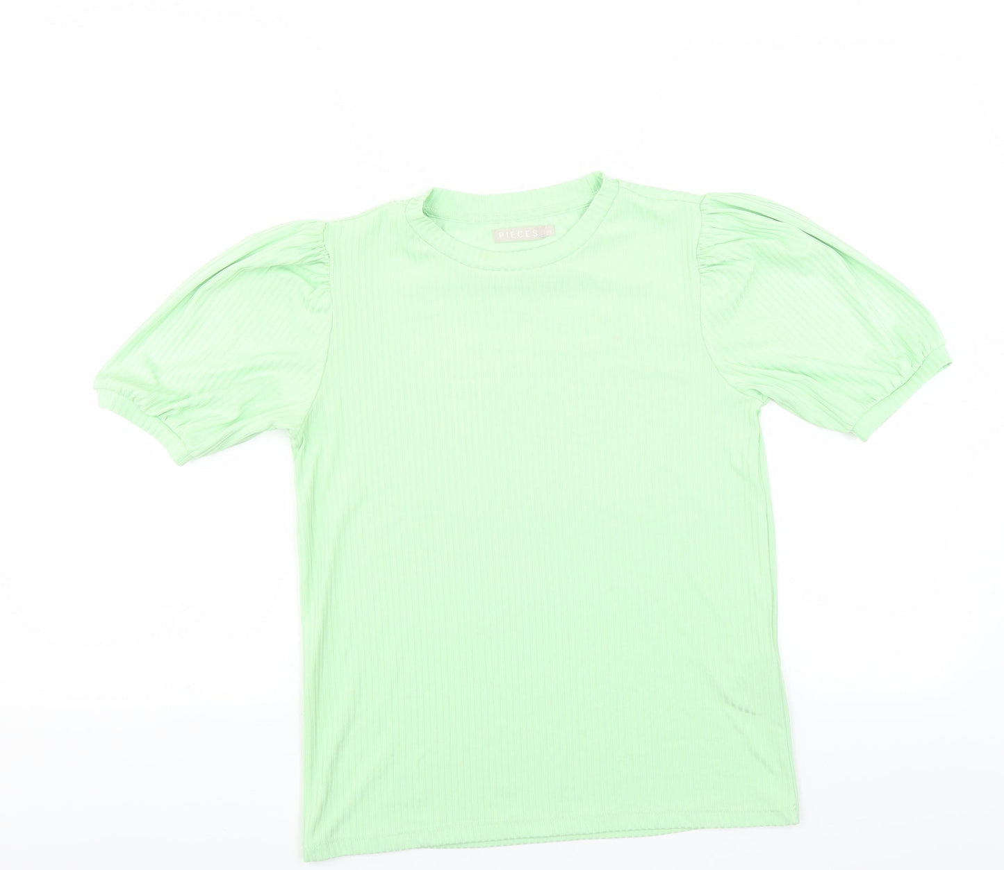 Womens UK Size XS Pieces Green Basic T-Shirt