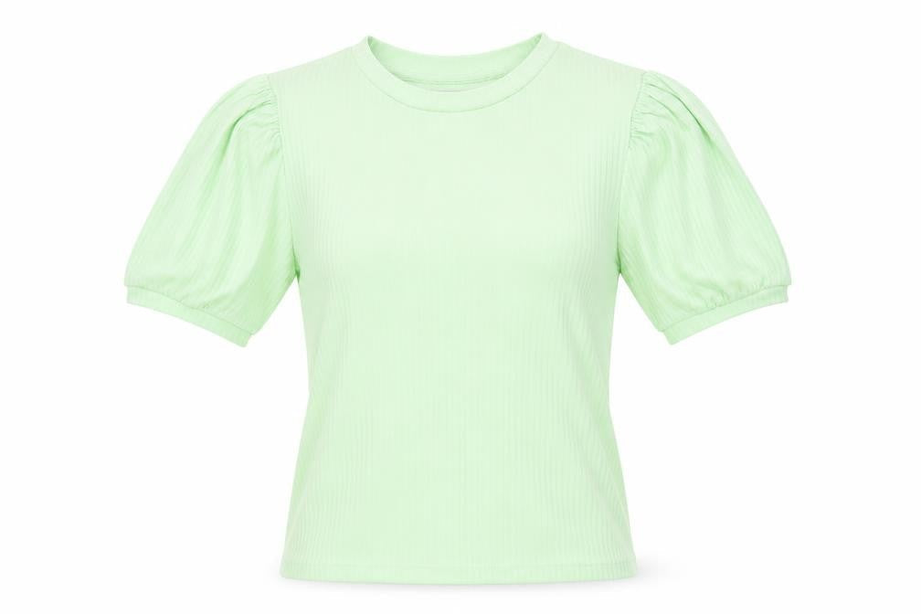 Womens UK Size XS Pieces Green Basic T-Shirt