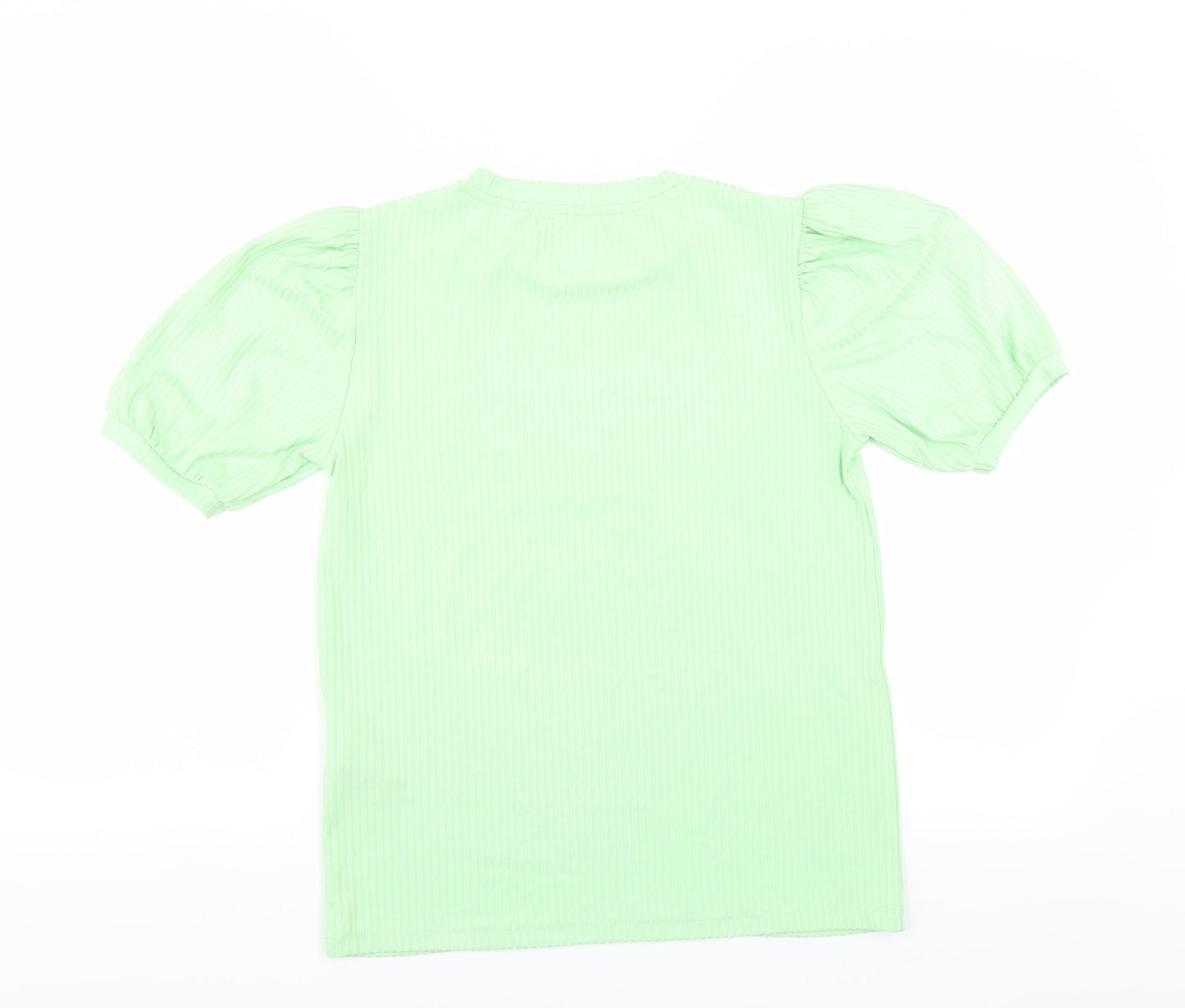Womens UK Size XS Pieces Green Basic T-Shirt