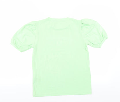 Womens UK Size XS Pieces Green Basic T-Shirt