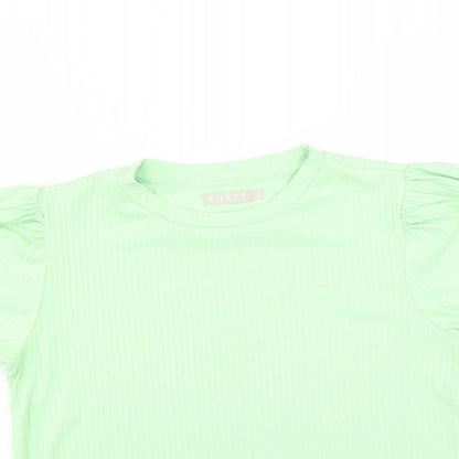 Womens UK Size XS Pieces Green Basic T-Shirt
