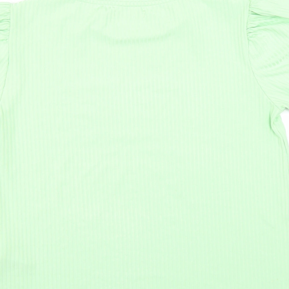 Womens UK Size XS Pieces Green Basic T-Shirt