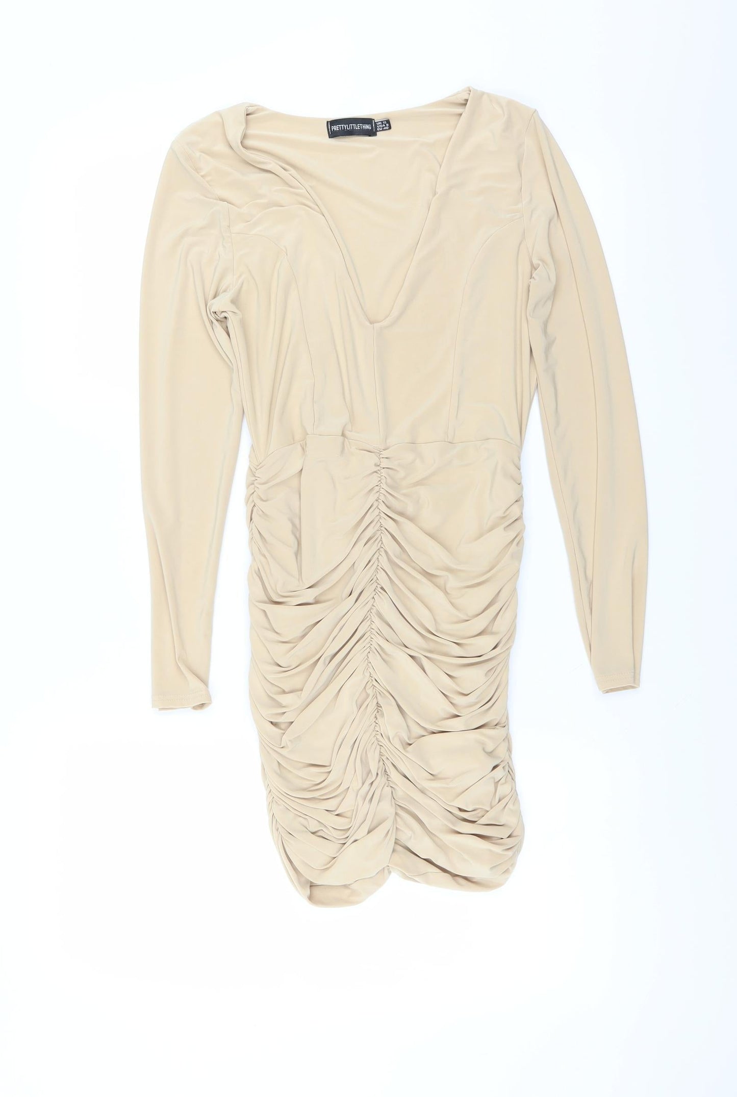 PRETTYLITTLETHING Womens Beige   Bodycon  Size 12