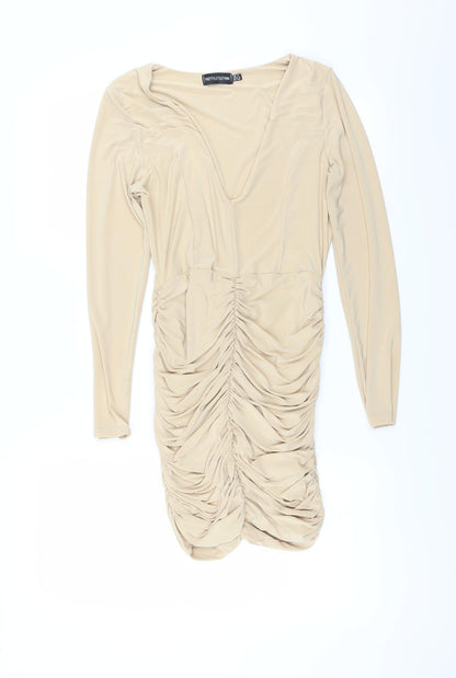 PRETTYLITTLETHING Womens Beige   Bodycon  Size 12