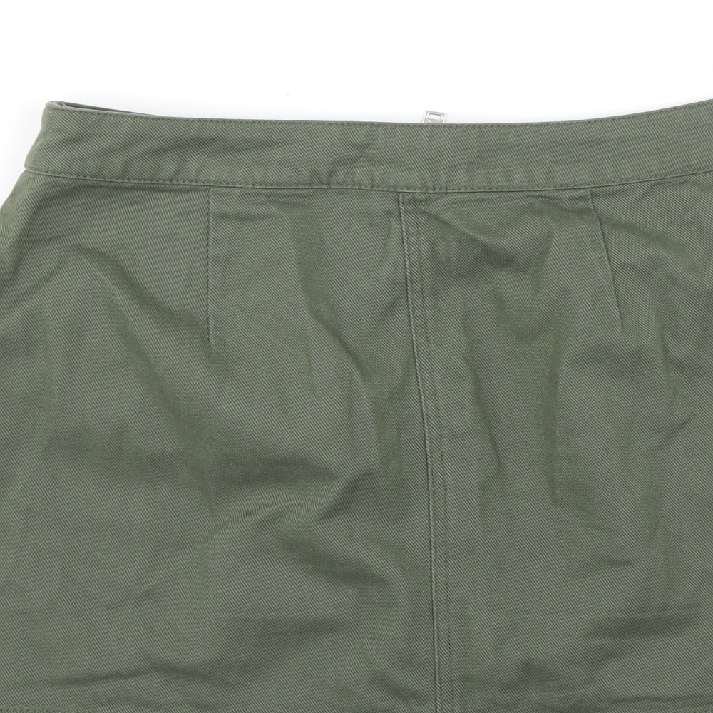 Divided by H&M Womens Green   A-Line Skirt Size 10  - zip front detail
