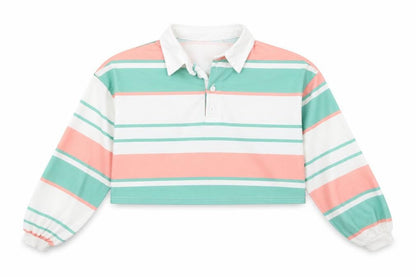 Preworn Womens Green Striped  Pullover Jumper Size S  - CROPPED