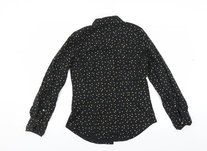 Womens UK Size  Preworn Black Basic Button-Up