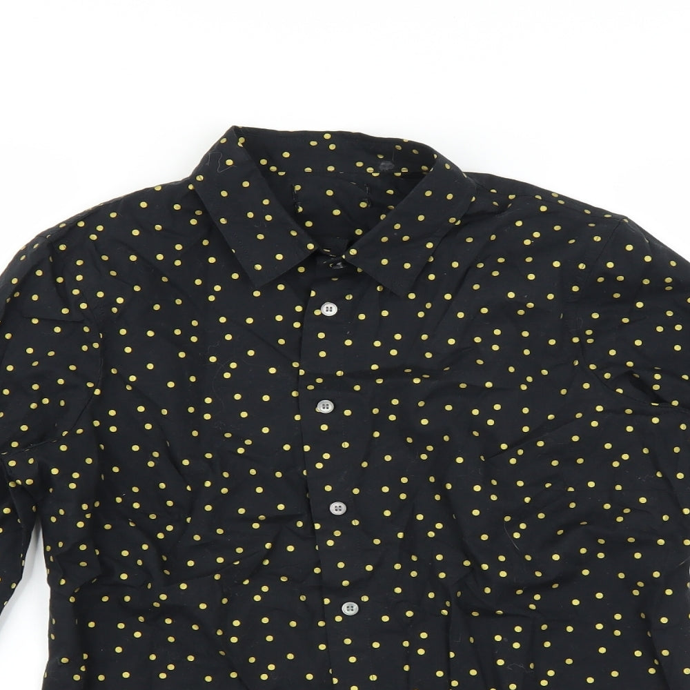 Womens UK Size  Preworn Black Basic Button-Up
