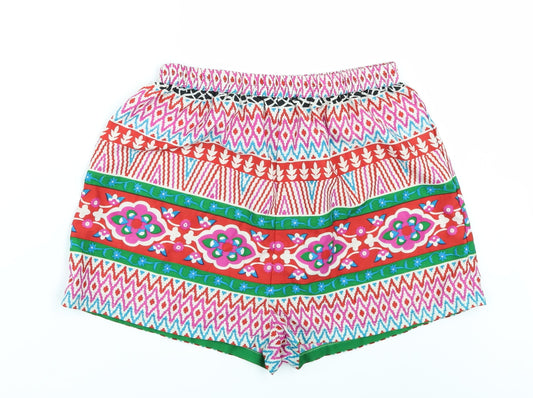Nasty Gal Womens Multicoloured Geometric  Paperbag Shorts Size 12