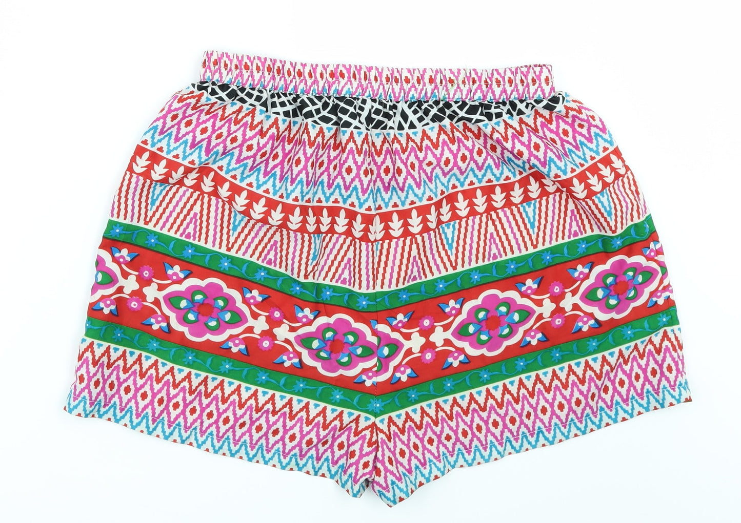 Nasty Gal Womens Multicoloured Geometric  Paperbag Shorts Size 12