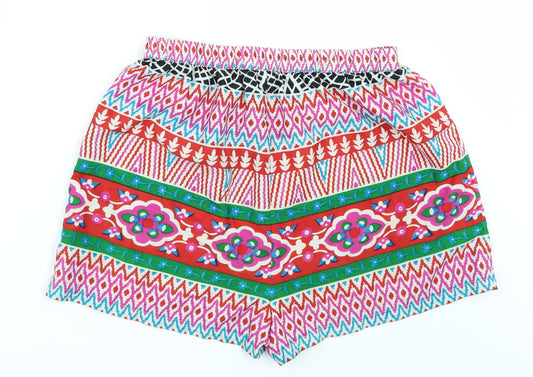 Nasty Gal Womens Multicoloured Geometric  Paperbag Shorts Size 12