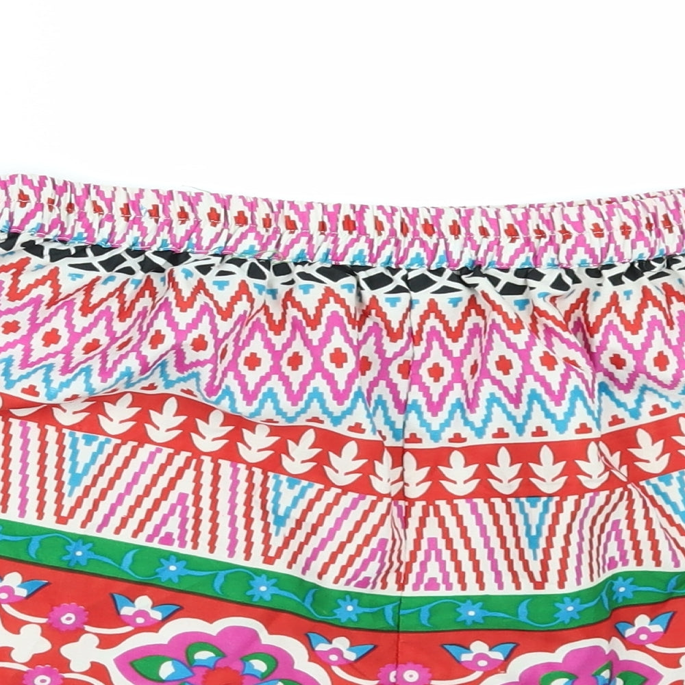 Nasty Gal Womens Multicoloured Geometric  Paperbag Shorts Size 12