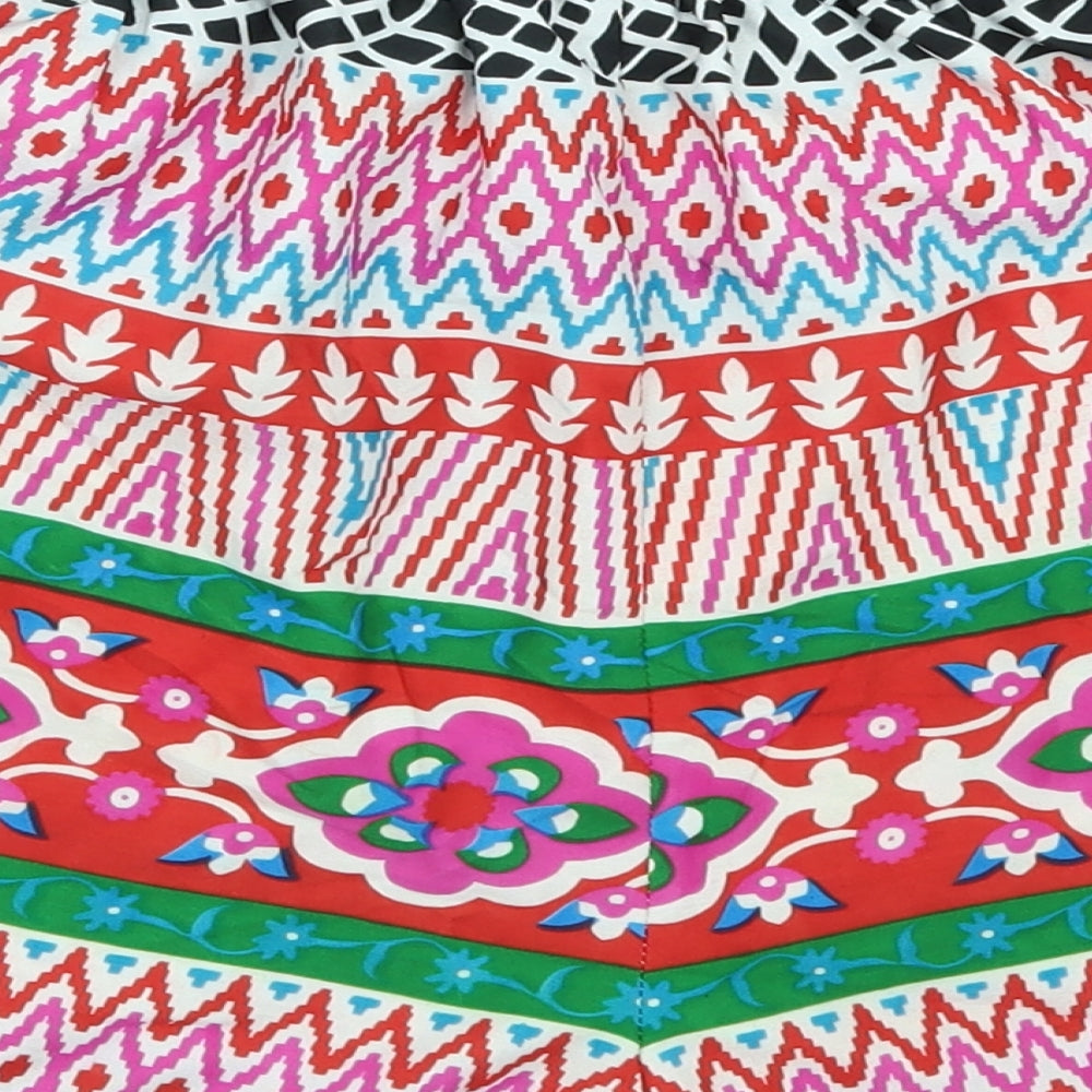 Nasty Gal Womens Multicoloured Geometric  Paperbag Shorts Size 12