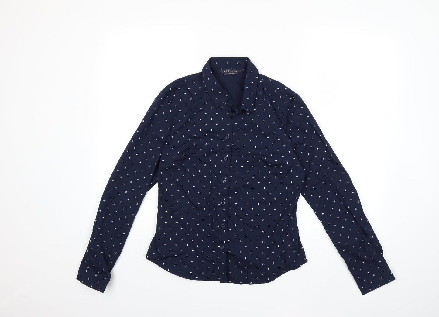 Womens UK Size 8 Marks and Spencer Blue Basic Button-Up