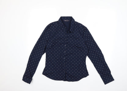 Womens UK Size 8 Marks and Spencer Blue Basic Button-Up
