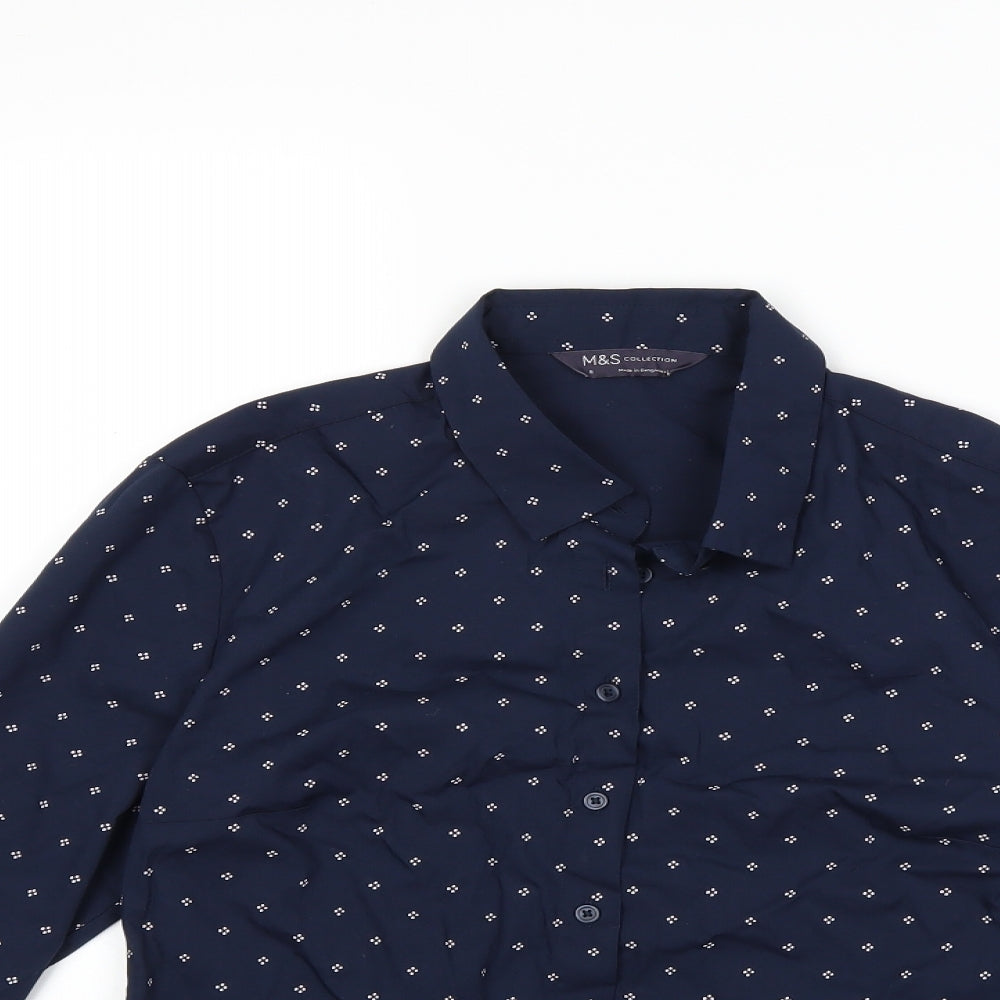 Womens UK Size 8 Marks and Spencer Blue Basic Button-Up