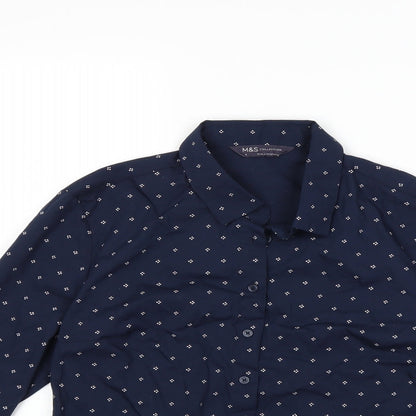 Womens UK Size 8 Marks and Spencer Blue Basic Button-Up