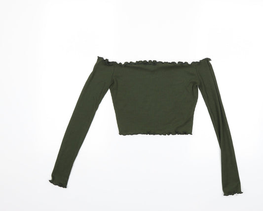 PRETTYLITTLETHING Womens Green   Basic Blouse Size 4