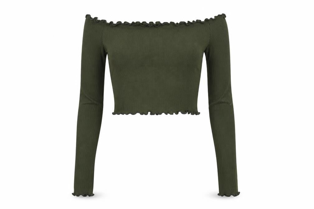 Womens UK Size 4 PRETTYLITTLETHING Green Basic Blouse