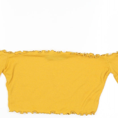PRETTYLITTLETHING Womens Yellow   Basic Blouse Size 4