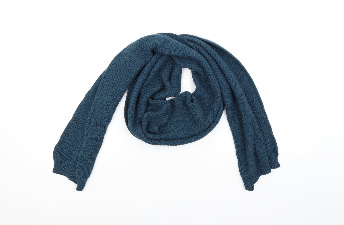 Front view of Preworn unisex blue scarf
