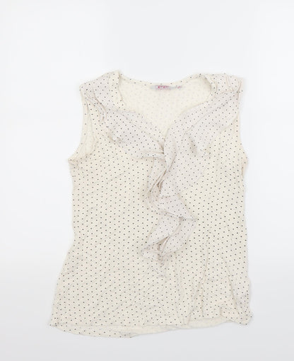 ginger Womens White Polka Dot  Basic T-Shirt Size M