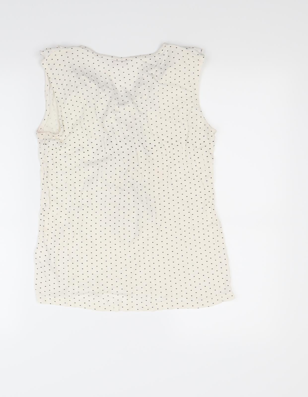 ginger Womens White Polka Dot  Basic T-Shirt Size M