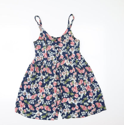 159 ma Womens Blue Floral Woven A-Line  Size M