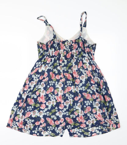 159 ma Womens Blue Floral Woven A-Line  Size M