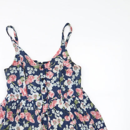159 ma Womens Blue Floral Woven A-Line  Size M