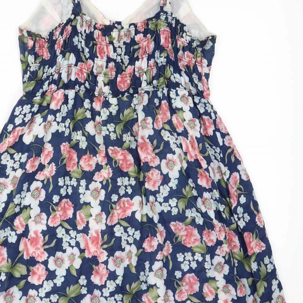 159 ma Womens Blue Floral Woven A-Line  Size M