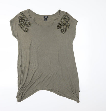 Womens UK Size M H&M Green Basic T-Shirt