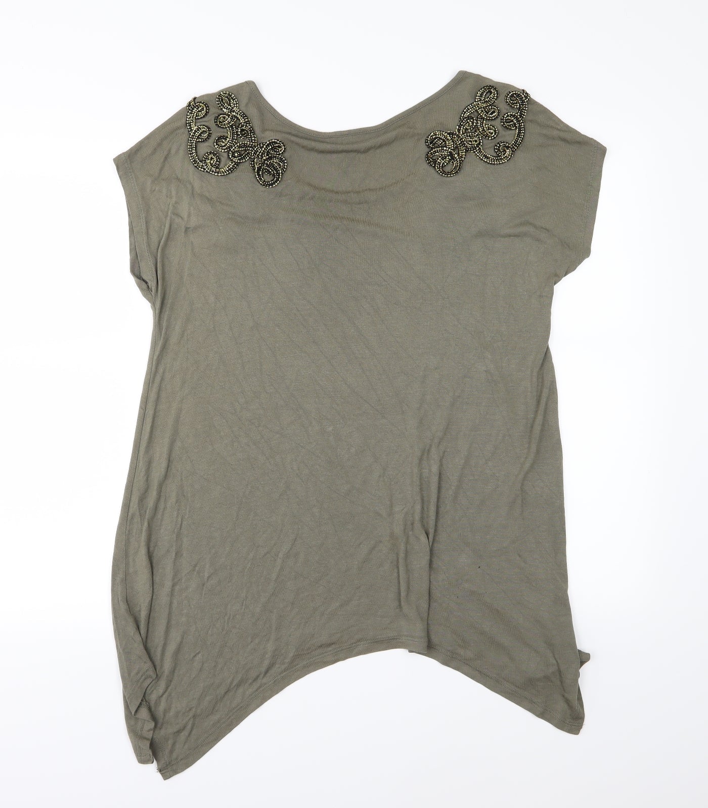 Womens UK Size M H&M Green Basic T-Shirt