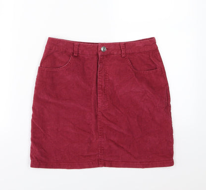 Missguided Womens Red  Corduroy A-Line Skirt Size 10