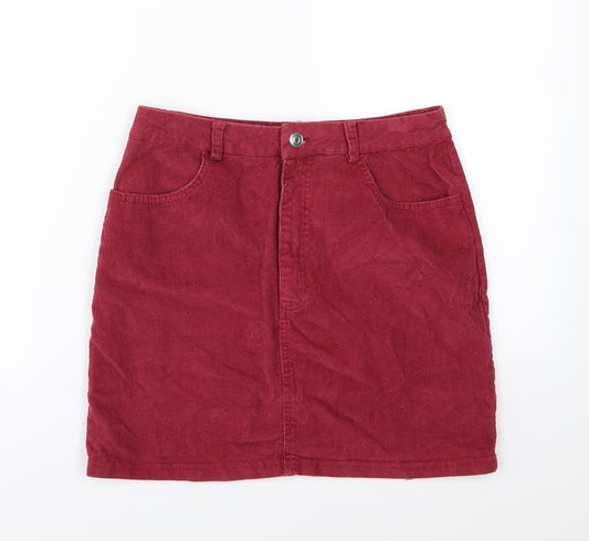 Missguided Womens Red  Corduroy A-Line Skirt Size 10
