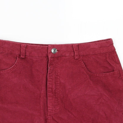 Missguided Womens Red  Corduroy A-Line Skirt Size 10