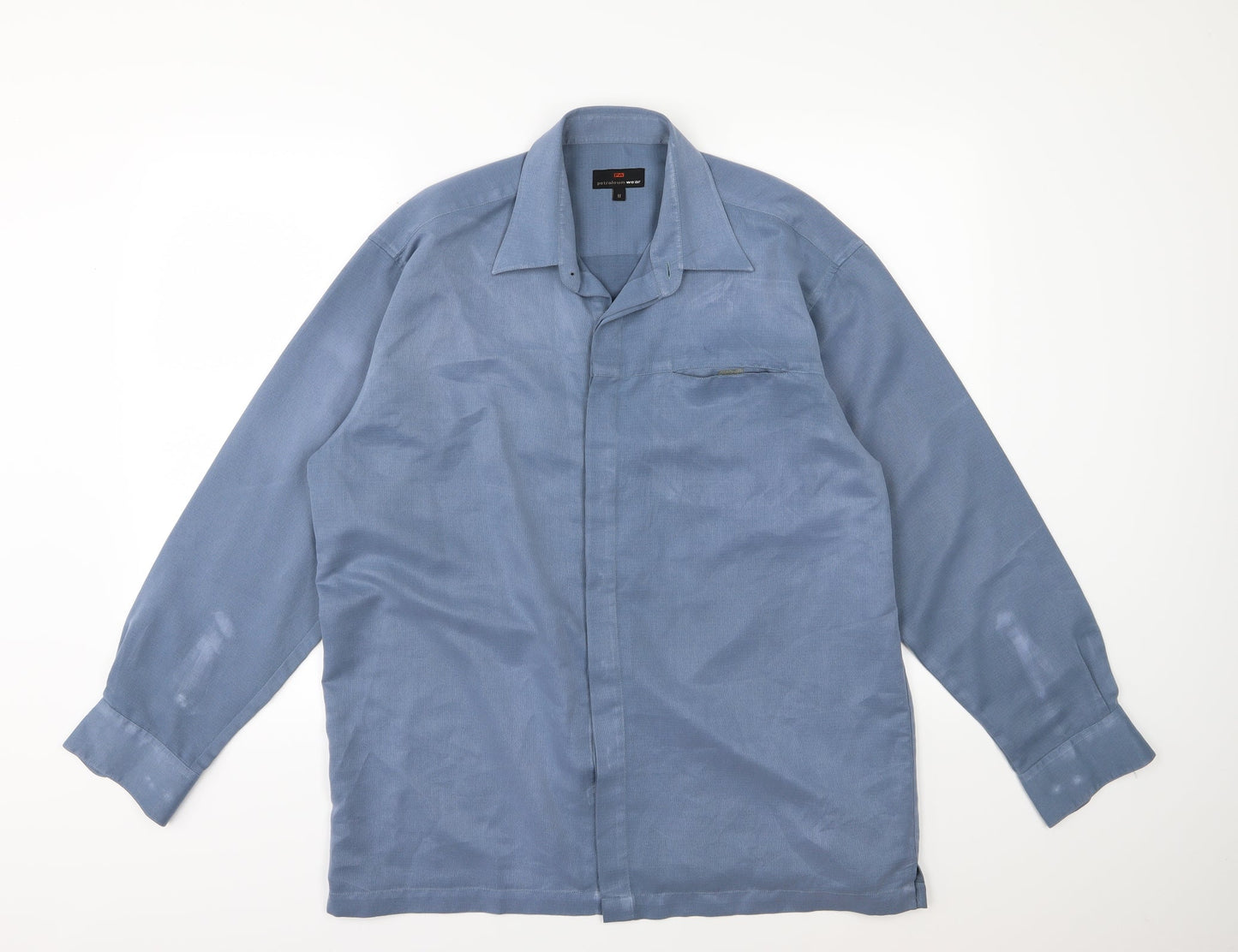 Mens UK Size M Petroleum Blue  Button-Up Long Sleeve Casual Shirt