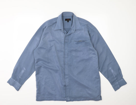 Mens UK Size M Petroleum Blue  Button-Up Long Sleeve Casual Shirt