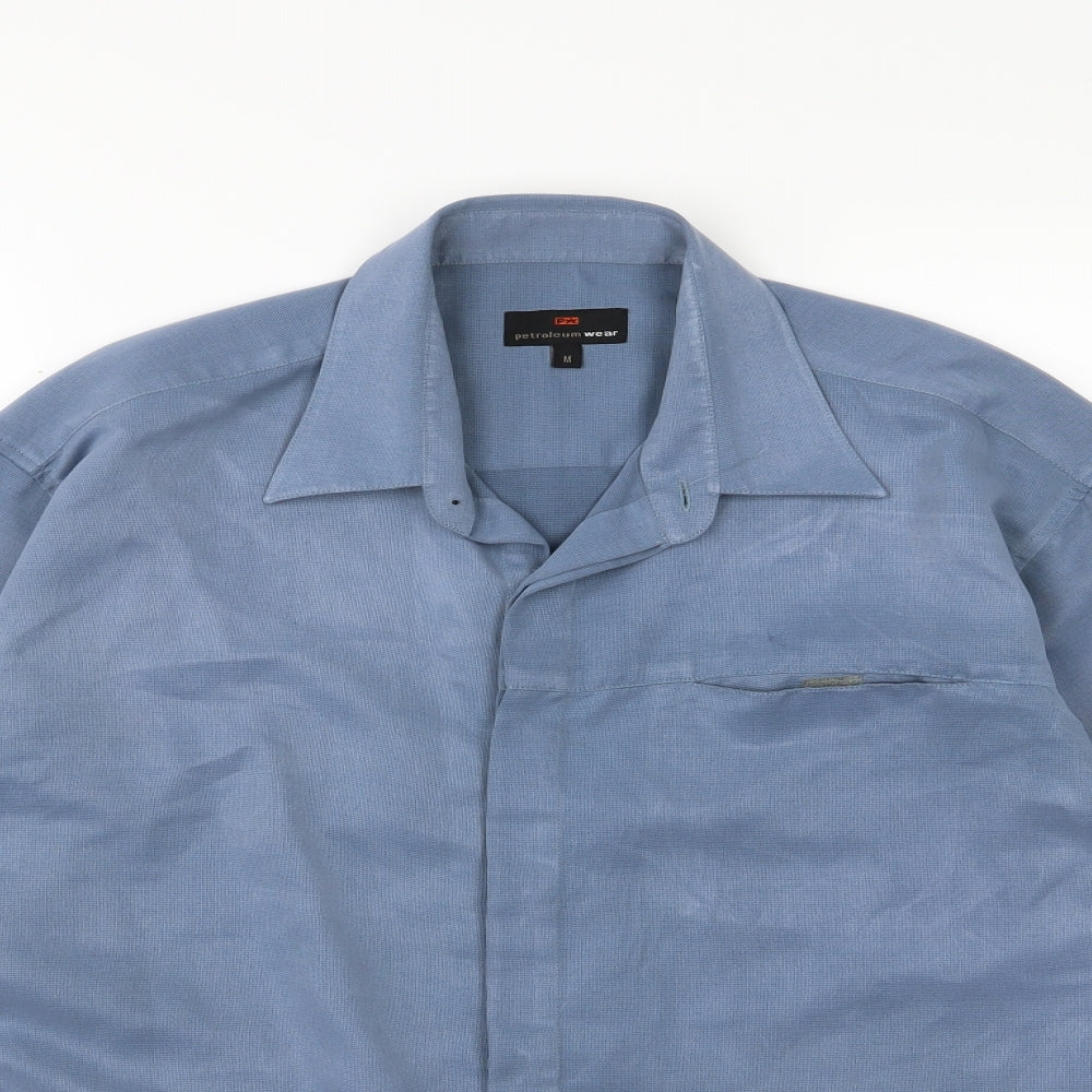 Mens UK Size M Petroleum Blue  Button-Up Long Sleeve Casual Shirt