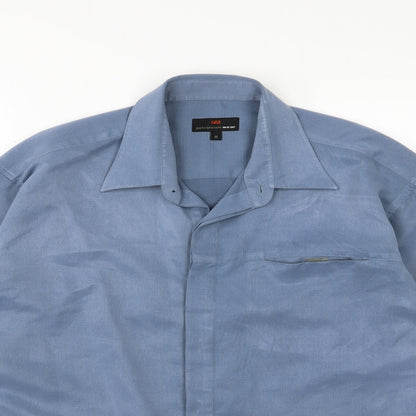 Mens UK Size M Petroleum Blue  Button-Up Long Sleeve Casual Shirt