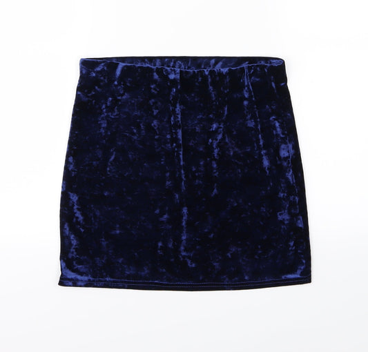 Primark Womens Blue  Velour Bandage Skirt Size 8