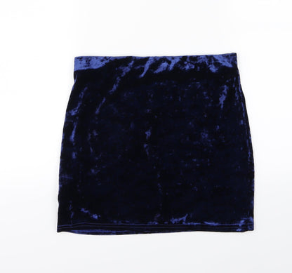 Primark Womens Blue  Velour Bandage Skirt Size 8