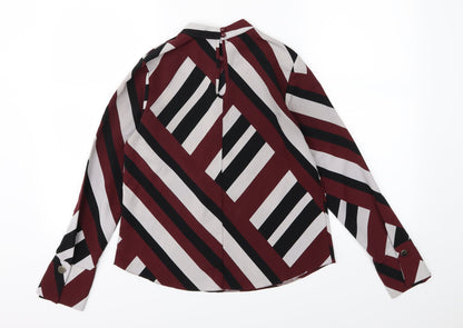 Primark Womens Red Striped Chiffon Basic Blouse Size 6